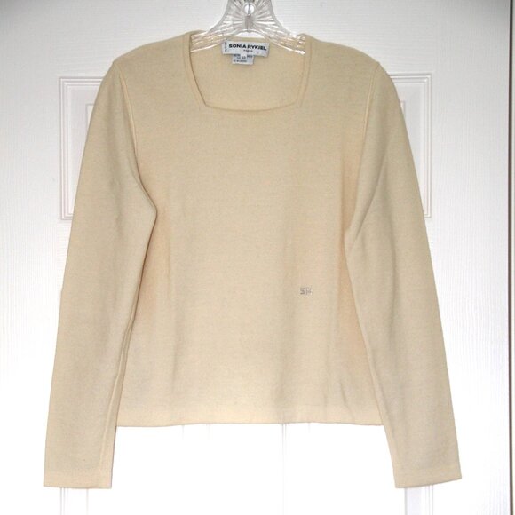 SONIA RYKIEL Paris Sweater Pullover Vanilla Angora Wool Blend Knit SR Logo 40EU - Picture 10 of 10